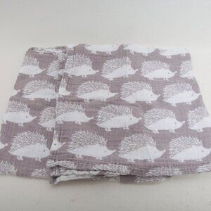 MilkBarn Organic Cotton Burp Cloths Set of 2 – Gray Hedgehog Print – 21" square